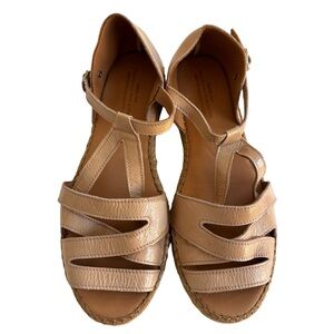 Naguisa Anthropologie Nude Leather Espadrille Sandals 40